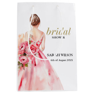Sac Cadeau Moyen Mariage minimaliste exquis en aquarelle : Shower d