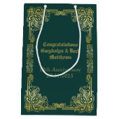 Sac Cadeau Moyen Mariage Monogramme Classic Gold Frame Dark Green (Dos)