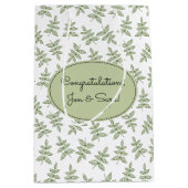 Sac Cadeau Moyen Mariage Motif Feuille Sage Green (Devant)