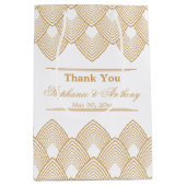 Sac Cadeau Moyen Mariage Motif Gold et White Art Déco (Devant)