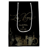 Sac Cadeau Moyen Mariage noir et or Las Vegas (Dos)