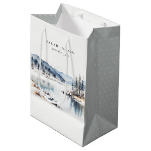 Sac Cadeau Moyen Mariage paysager du lac de la neige d'hiver