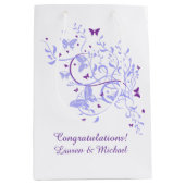 Sac Cadeau Moyen Mariage pourpre bleu de papillon (Devant)