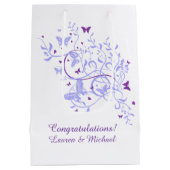 Sac Cadeau Moyen Mariage pourpre bleu de papillon (Dos)