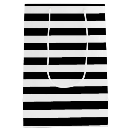 Sac Cadeau Moyen Mariage rayé noir et blanc (Dos)