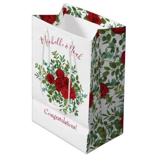 Sac Cadeau Moyen Mariage Red Rose (Devant Angle)