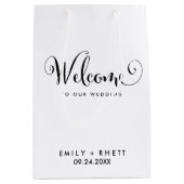 Sac Cadeau Moyen Mariage Southern Belle Calligraphy Bienvenue (Devant)