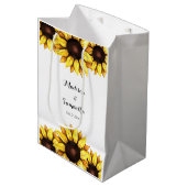 Sac Cadeau Moyen Mariage Tournesol Jaune Blanc (Devant Angle)