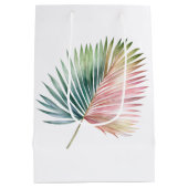 Sac Cadeau Moyen Mariage Tropical Rose Feuille Verte (Dos)