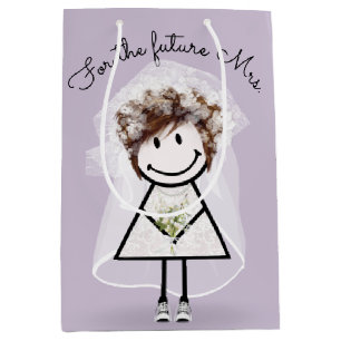 Sac Cadeau Moyen Mariée Fille Bâton en Robe de Dentelle et Baskets