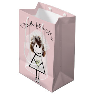 Sac Cadeau Moyen Mariée Fille Bâton en Robe de Dentelle et Baskets
