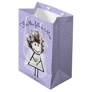 Sac Cadeau Moyen Mariée Fille Bâton en Robe de Dentelle et Baskets