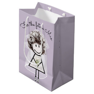 Sac Cadeau Moyen Mariée Fille Bâton en Robe en Dentelle et Baskets