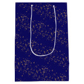 Sac Cadeau Moyen Marine bleu avec étoiles or double joint anniversa (Dos)