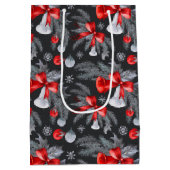 Sac Cadeau Moyen Marine Bleu Rouge Argent de Noël Botanique (Dos)