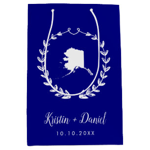 Sac Cadeau Moyen Marine Blue Alaska Carte Mariage Bienvenue Swag