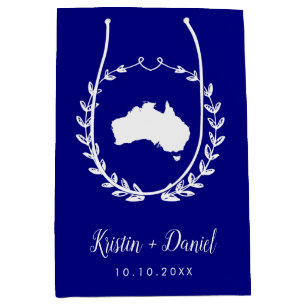 Sac Cadeau Moyen Marine Blue Australia Carte Mariage Bienvenue Swag