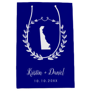 Sac Cadeau Moyen Marine Blue Delaware Carte Mariage Bienvenue Swag