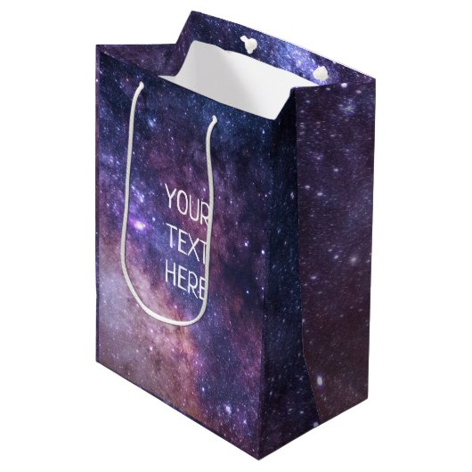 Sac Cadeau Moyen Marine Blue Galaxy Starry Night Stars Moderne Moye (Devant Angle)