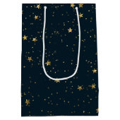 Sac Cadeau Moyen Marine Blue & Gold Stars | Noël (Dos)