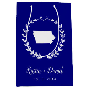 Sac Cadeau Moyen Marine Blue Iowa Carte Mariage Bienvenue Swag