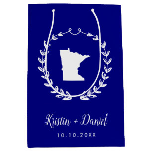 Sac Cadeau Moyen Marine Blue Minnesota Carte Mariage Welcome Swag