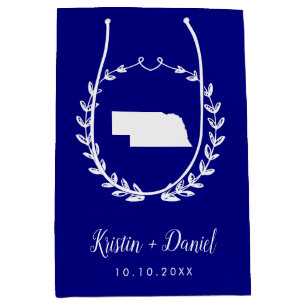 Sac Cadeau Moyen Marine Blue Nebraska Carte Mariage Bienvenue Swag