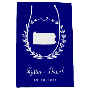 Sac Cadeau Moyen Marine Blue Pennsylvanie Carte Mariage Welcome Swa