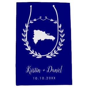 Sac Cadeau Moyen Marine Blue République Dominicaine Carte Mariage B