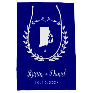 Sac Cadeau Moyen Marine Blue Rhode Island Carte Mariage Bienvenue S