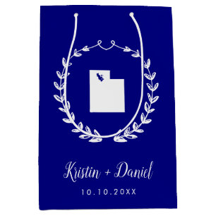 Sac Cadeau Moyen Marine Blue Utah Carte Mariage Bienvenue Swag