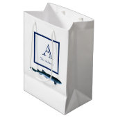 Sac Cadeau Moyen Marine côtière personnalisée Bleu requin blanc Moy (Devant Angle)