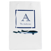 Sac Cadeau Moyen Marine côtière personnalisée Bleu requin blanc Moy (Devant)