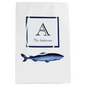 Sac Cadeau Moyen Marine côtière personnalisée requin bleu blanc (Devant)