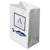 Sac Cadeau Moyen Marine côtière personnalisée requin bleu blanc (Dos Angle)