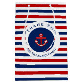 Sac Cadeau Moyen Marine marine Bleu Rouge Blanc rayures (Devant)