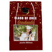 Sac Cadeau Moyen Maroon Gold College Graduation Photo Party (Devant)