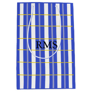 Sac Cadeau Moyen Masculine Bleu, Gris, Jaune Chèque Moyen Cadeau