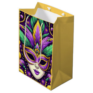 Sac Cadeau Moyen Masque Mardi Gras/perles/fleur de lis