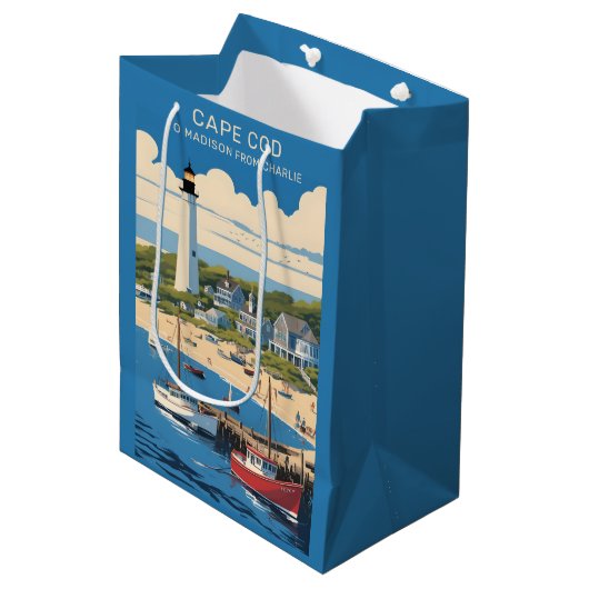 Sac Cadeau Moyen Massachusetts Cape Cod (Devant Angle)
