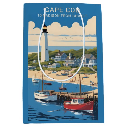 Sac Cadeau Moyen Massachusetts Cape Cod (Devant)