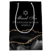 Sac Cadeau Moyen Mazel Tov Black Gold Personnalisé Bar Mitzvah (Devant)