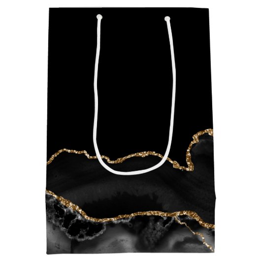 Sac Cadeau Moyen Mazel Tov Black Gold Personnalisé Bar Mitzvah (Dos)