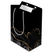 Sac Cadeau Moyen Mazel Tov Black Gold Personnalisé Bar Mitzvah (Dos Angle)