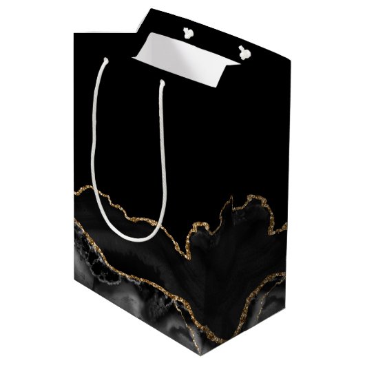 Sac Cadeau Moyen Mazel Tov Black Gold Personnalisé Bar Mitzvah (Dos Angle)