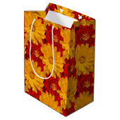 Sac Cadeau Moyen Médaille des fleurs de Marigold rouge et jaune (Dos Angle)