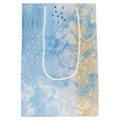 Sac Cadeau Moyen Média mixte Abstrait bleu turquoise jaune (Dos)