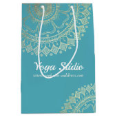 Sac Cadeau Moyen Méditation Yoga Instructeur Vert Bleu Or Mandala (Devant)
