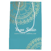 Sac Cadeau Moyen Méditation Yoga Instructeur Vert Bleu Or Mandala (Dos)