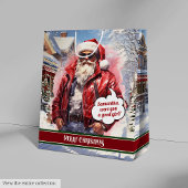 Sac Cadeau Moyen Medium Gift Bag Cool Santa Christmas Organizer